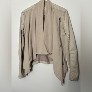 Blank NYC Cream jacket faux leather/cotton fabric combo asymmetrical front zip